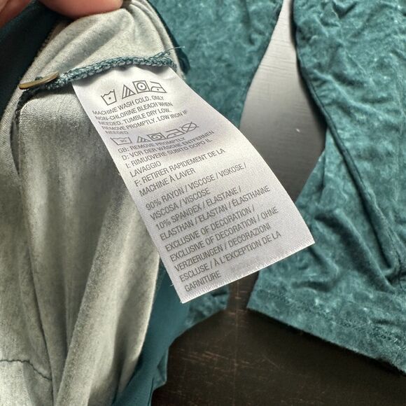 LOGO Lori Goldstein Cardigan 2X Plus Art to Wear Button Blue V Neck Acid Wash - Picture 6 of 9